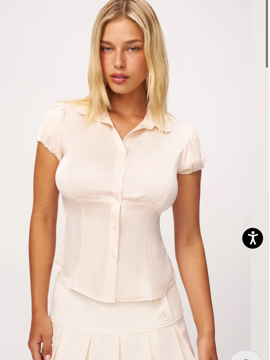 Danielle Guizio Pale Blush Short-Sleeve Button Front Blouse